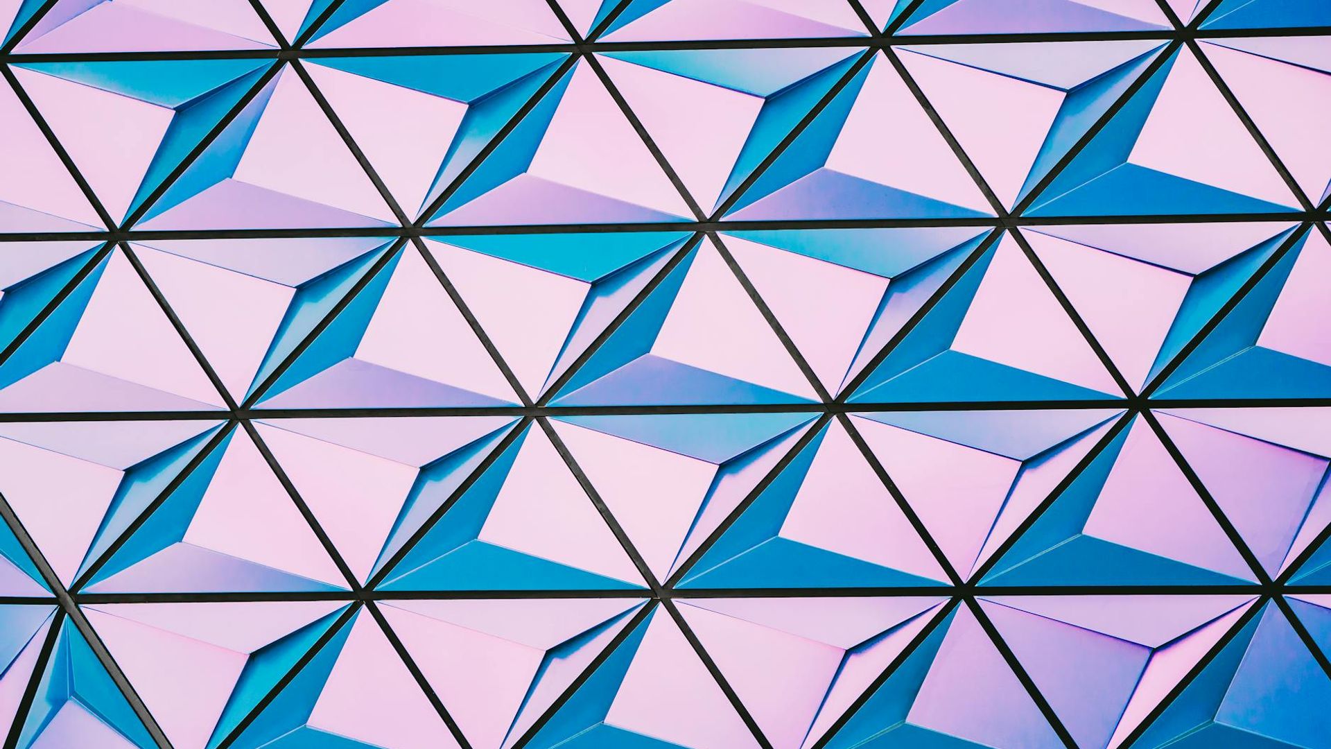Abstract background with geometric shapes in neon cyan and deep purple.